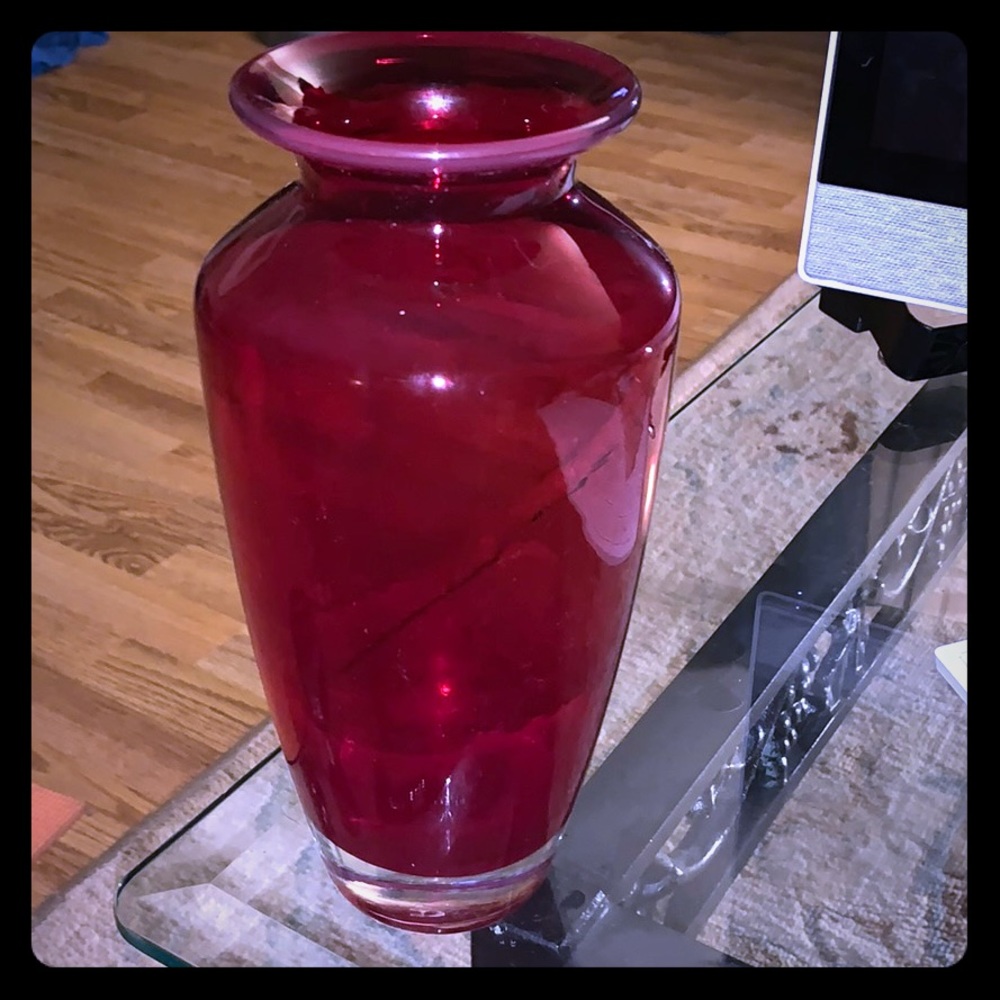 Red glass vase